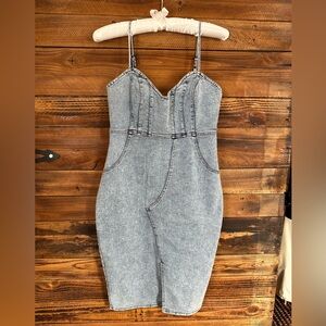 Petal & Pup Denim Bustier Midi Dress Size 4